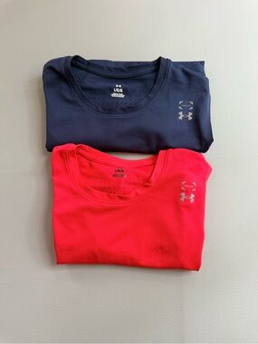 Under Armour Halo Vent Tank Tops Men’s LARGE - Navy Blue & Neon Racer Red SET